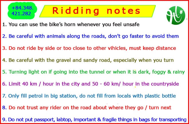 what to note when ridding from Ha Noi to Hue