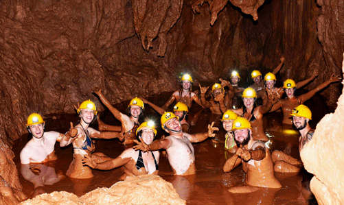 activity inside dark cave