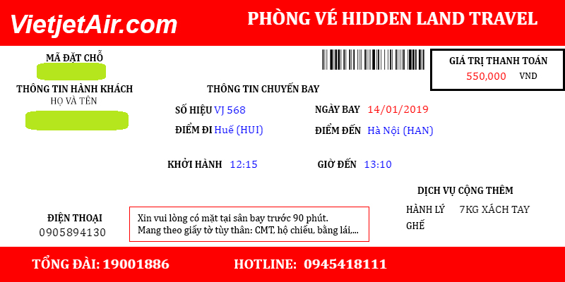 vé máy bay vietjet Đại lý vé máy bay giá rẻ tại Huế Hidden Land Travel