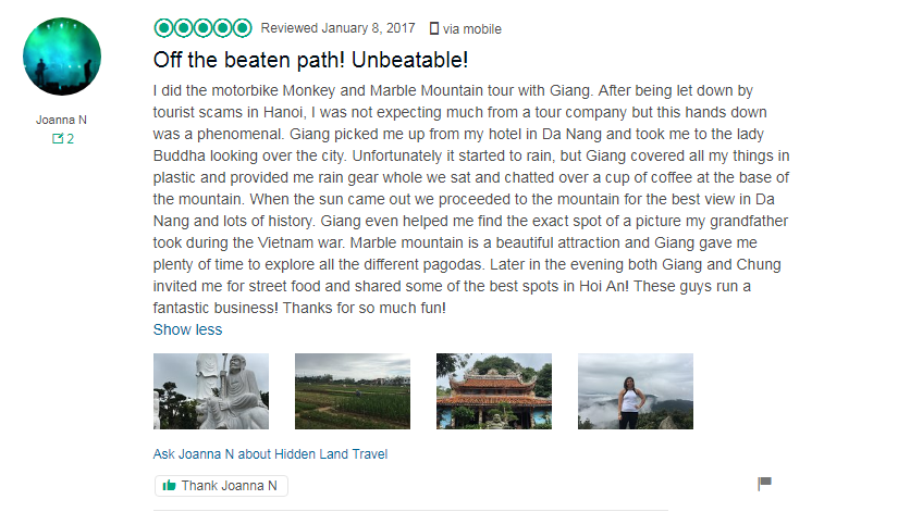 hoi an to monkey mountain motorbike tours